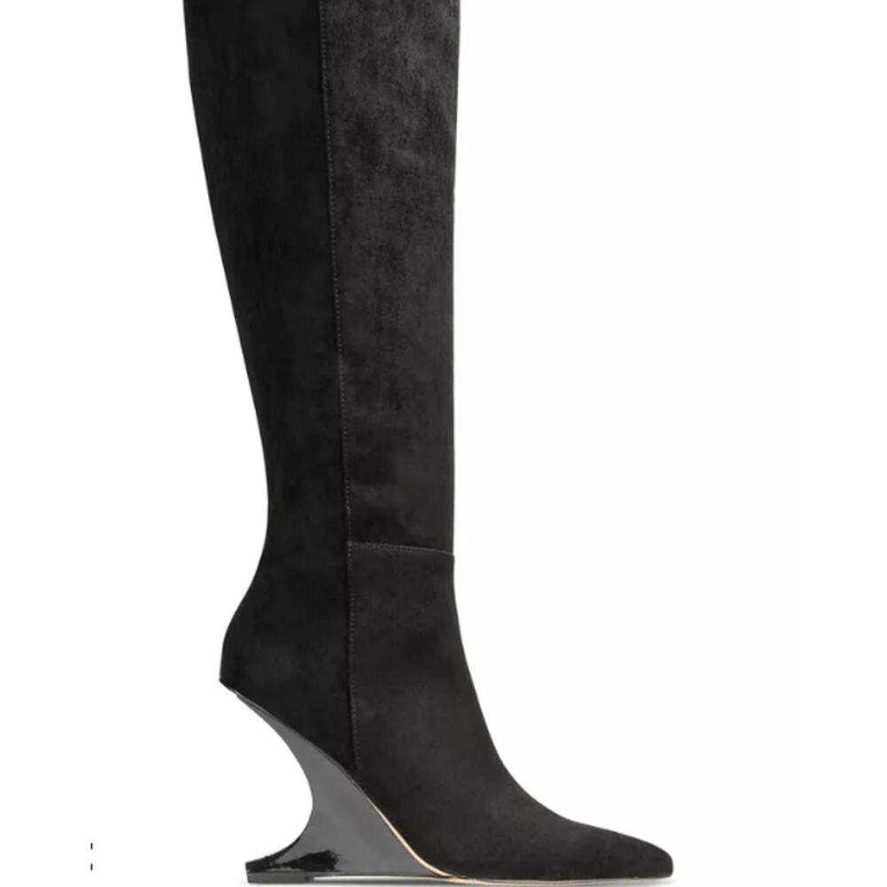 Luna Heel Knee-High Boots with Streamlined Silhouette By AAJ by Aminah. NWB. 10M